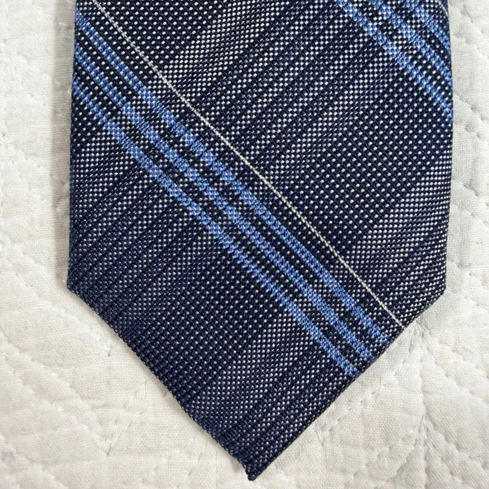 Tommy Hilfiger Necktie Men's Blue Preppy Designer Plaid Silk Blend 58